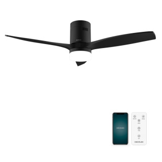 Cecotec EnergySilence Aero 5600 Aqua BlackandBlack Connected Ventilador de Techo con 3 Aspas y Luz LED Integrada - 40W - Diametr