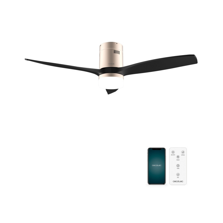 Cecotec EnergySilence Aero 5600 Aqua GoldBlack Connected Ventilador de Techo con 3 Aspas y Luz LED Integrada - 40W - Diametro de