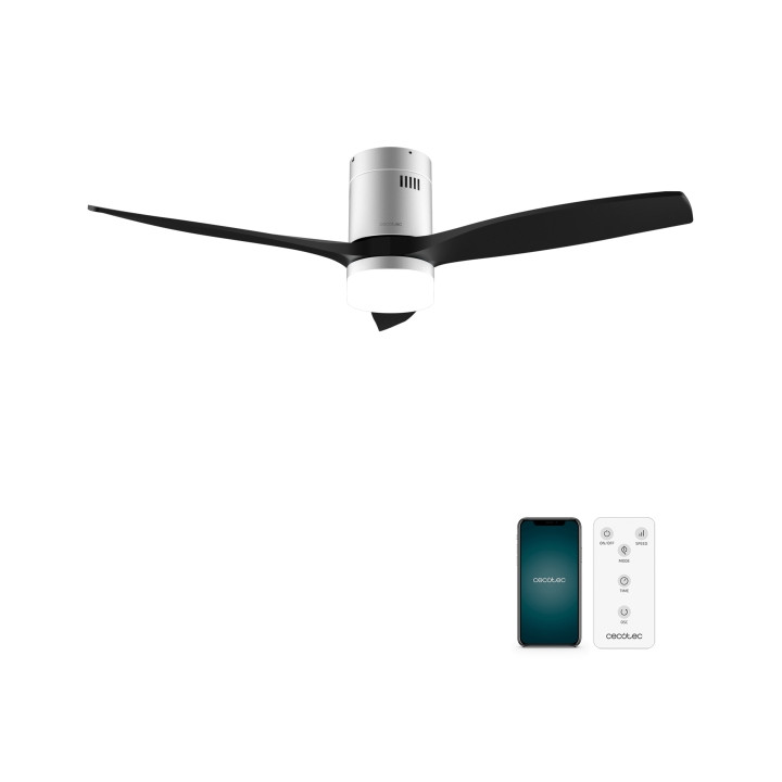 Cecotec EnergySilence Aero 5600 Aqua IronBlack Connected Ventilador de Techo con 3 Aspas y Luz LED Integrada - 40W - Diametro de