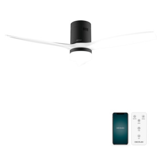 Cecotec EnergySilence Aero 5600 Aqua BlackandWhite Connected Ventilador de Techo con 3 Aspas y Luz LED - 40W - Diametro de 52" -