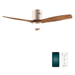 Cecotec EnergySilence Aero 5600 Aqua GoldDarkWood Connected Ventilador de Techo con 3 Aspas de Madera - 40W - Diametro de 52" -