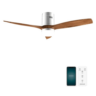 Cecotec EnergySilence Aero 5600 Aqua IronDarkWood Connected Ventilador de Techo con 3 Aspas de Madera y Luz - 40W - Diametro de