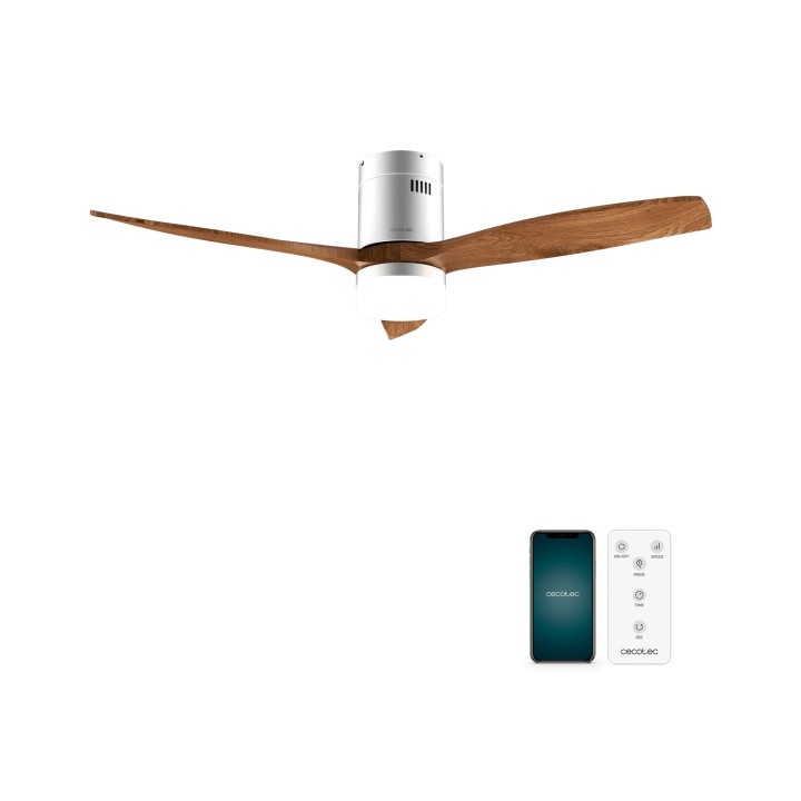 Cecotec EnergySilence Aero 5600 Aqua IronDarkWood Connected Ventilador de Techo con 3 Aspas de Madera y Luz - 40W - Diametro de