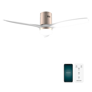 Cecotec EnergySilence Aero 5600 Aqua GoldWhite Connected Ventilador de Techo con 3 Aspas y Luz - 40W - Diametro de 52" - LED de