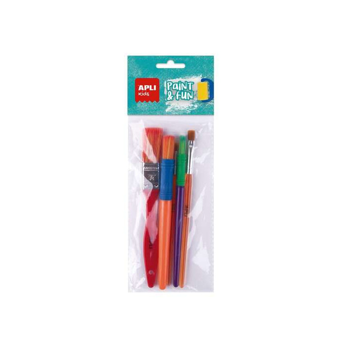 Apli Kids Paint & Fun Pack de 5 Pinceles - Medidas y Colores Surtidos