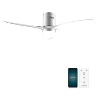 Cecotec EnergySilence Aero 5600 Aqua IronWhite Connected Ventilador de Techo con 3 Aspas y Luz - 40W - Diametro de 52" - LED de