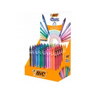 Bic Gel-Ocity Quick Dry Expositor de 48 Boligrafos Retractiles - Grip de Goma - Punta Media de 0.7mm - Secado Ultra Rapido - No