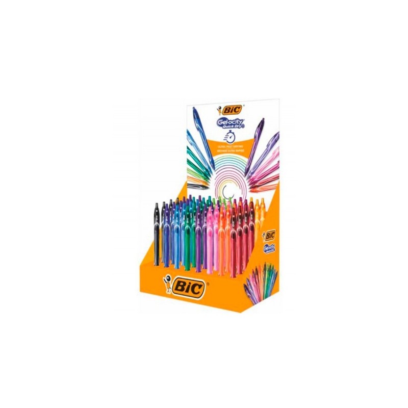 Bic Gel-Ocity Quick Dry Expositor de 48 Boligrafos Retractiles - Grip de Goma - Punta Media de 0.7mm - Secado Ultra Rapido - No Bic Gel-Ocity Quick Dry Expositor de 48 Boligrafos Retractiles - Grip de Goma - Punta Media de 0.7mm - Secado Ultra Rapido - No