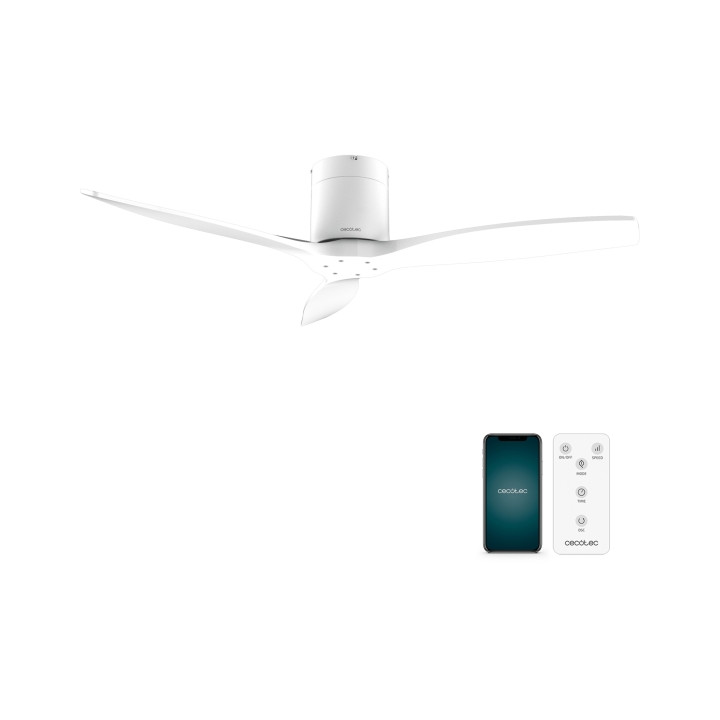 Cecotec EnergySilence Aero 5500 Aqua WhiteandWhite Connected Ventilador de Techo de 3 Aspas - 40W - Diametro de 52" - WiFi y Man