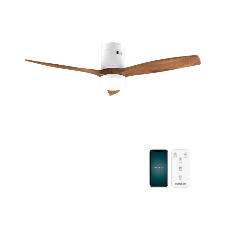 Cecotec EnergySilence Aero 5600 Aqua WhiteDarkWood Connected Ventilador de Techo con 3 Aspas y Luz LED Integrada - 40W - Diametr