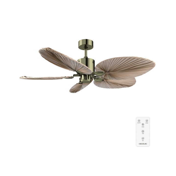 Cecotec EnergySilence Aero 5200 Natural Palm Ventilador de Techo de 5 Aspas - 38W - Motor Dc - Diametro de 50&quot; - Temporizador -