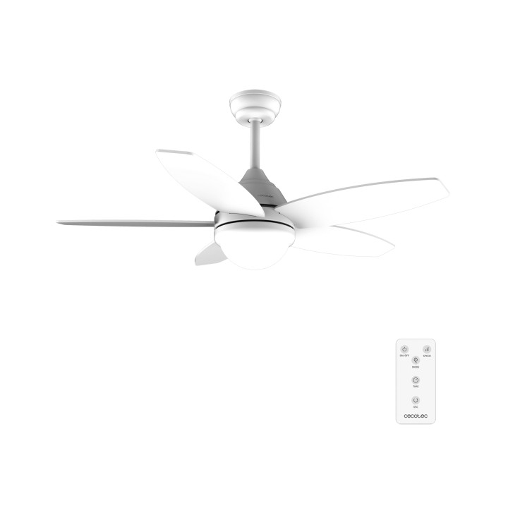 Cecotec EnergySilence Aero 4200 WhiteWood Ventilador de Techo con 5 Aspas y Luz Integrada - 49W - Diametro de 42" - 3 Tonos LED
