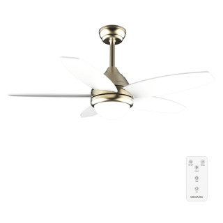 Cecotec EnergySilence Aero 4200 GoldWhiteWood Ventilador de Techo con 5 Aspas y Luz - 53W - Diametro de 42" - 3 Tonos LED - Temp