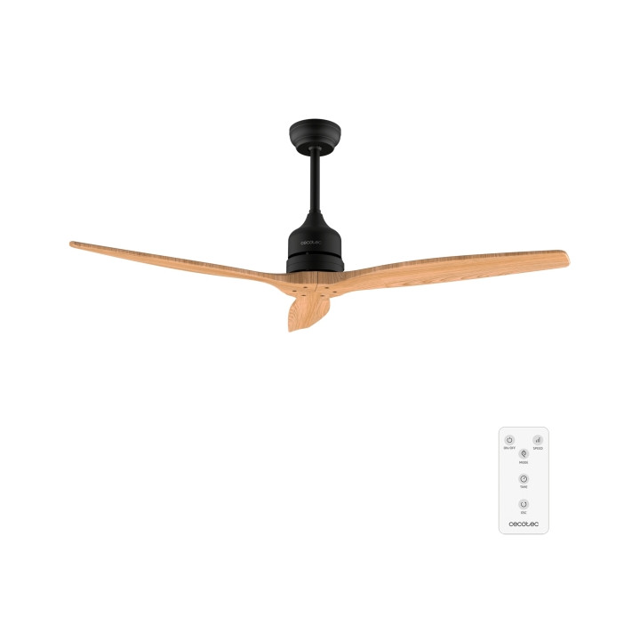 Cecotec EnergySilence Aero 5270 Black and WhiteWood Ventilador de Techo de 3 Aspas - 40W - Diametro de 52" - Temporizador - 6 Ve