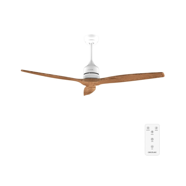 Cecotec EnergySilence Aero 5270 WhiteandBlackWood Ventilador de Techo de 3 Aspas de Madera - 40W - Diametro de 52" - Temporizado