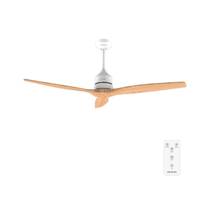 Cecotec EnergySilence Aero 5270 WhiteWood Ventilador de Techo de 3 Aspas - 40W - Diametro 52" - Temporizador - 6 Velocidades - M