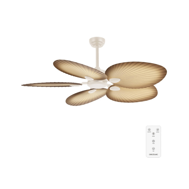 Cecotec EnergySilence Aero 5200 Palm Ventilador de Techo de 5 Aspas - 35W - Diametro de 52" - Mando a Distancia - Temporizador -