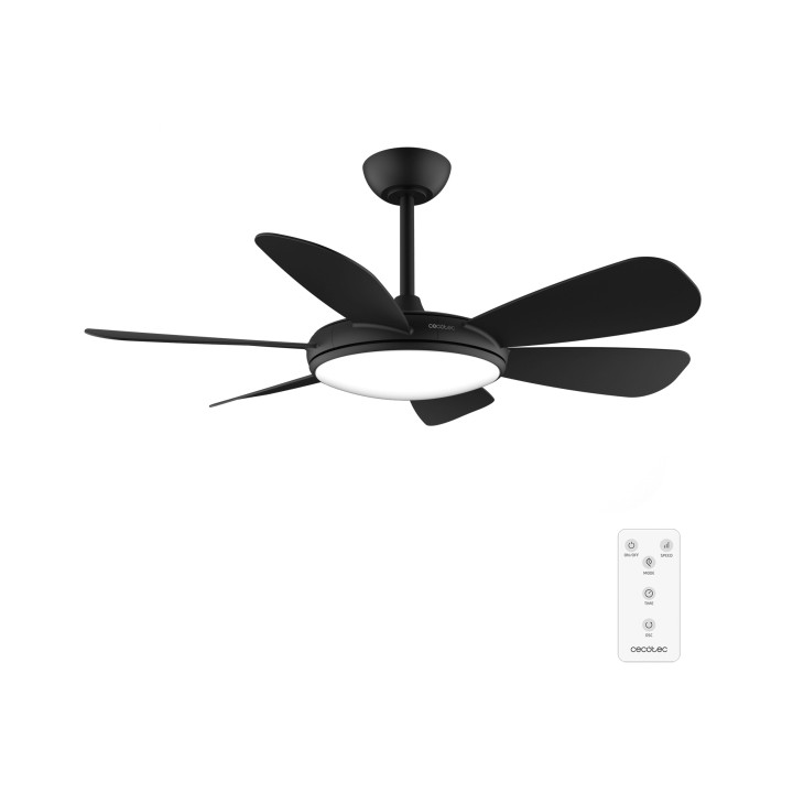 Cecotec EnergySilence Aero 5200 Black Pro Ventilador de Techo con 6 Aspas y Luz Integrada - 55W - Diametro de 52" - LED de 32W -