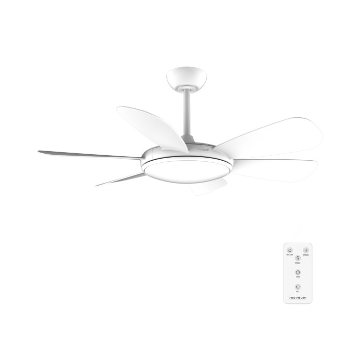 Cecotec EnergySilence Aero 5200 White Pro Ventilador de Techo con 6 Aspas y Luz Integrada - 32W - Diametro de 52" - LED de 32W -
