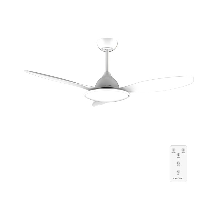 Cecotec EnergySilence 4800 Light White Ventilador de Techo con 3 Aspas y Luz - 35W - Diametro de 48" - 3 Tonos LED - 6 Velocidad