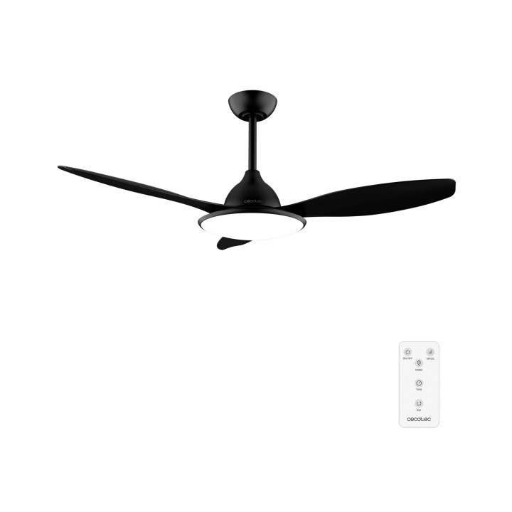Cecotec EnergySilence 4800 Light Black Ventilador de Techo con 3 Aspas y Luz Integrada - 36W - Diametro de 48" - LED de 36W - Te