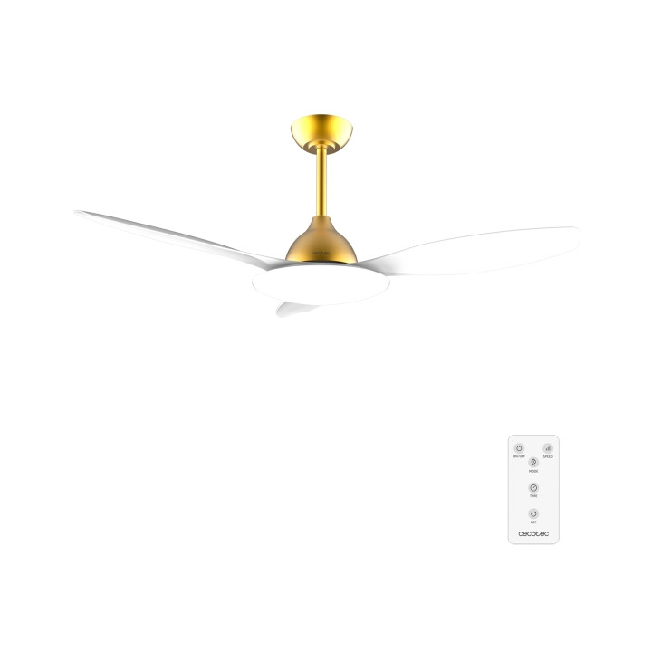 Cecotec EnergySilence 4800 Light GoldWhite Ventilador de Techo con 3 Aspas y Luz Integrada - 35W - Diametro de 48" - LED de 36W