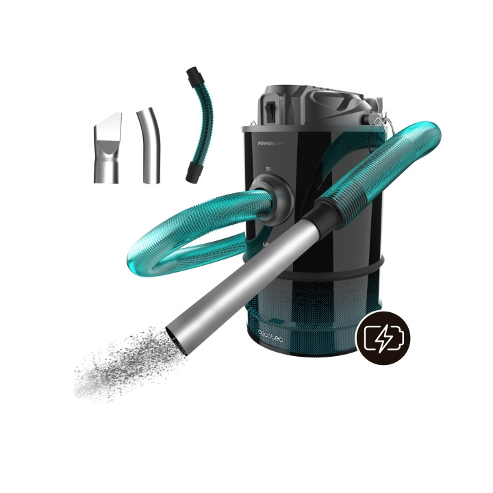Cecotec Conga Ash 7000 Liberty Aspirador de Cenizas y Pellet - 120W - Acero Inoxidable - Bateria 18V - Capacidad 15L - Tubo Meta