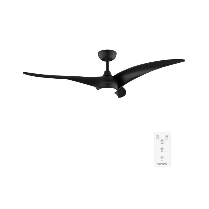 Cecotec EnergySilence Aero 5295 Black Ventilador de Techo con 3 Aspas y Luz - 40W - Diametro de 54" - 3 Tonos LED - Mando a Dist
