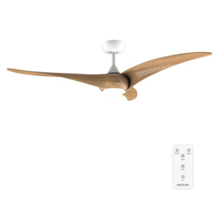 Cecotec EnergySilence Aero 5295 WhiteWood Ventilador de Techo con 3 Aspas de Madera y Luz - 40W - Diametro de 54" - 3 Tonos LED
