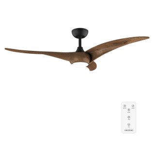 Cecotec EnergySilence Aero 5295 DarkWood Ventilador de Techo con 3 Aspas de Madera y Luz - 40W - Diametro de 54" - 3 Tonos LED -