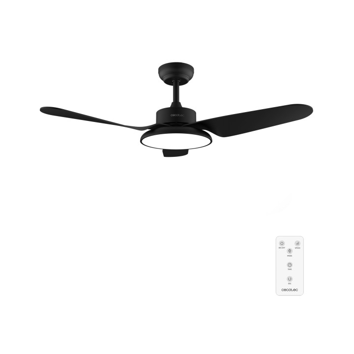 Cecotec EnergySilence Aero 5200 Light Black Ventilador de Techo con 3 Aspas y Luz - 40W - Diametro de 43" - 3 Tonos LED - Mando