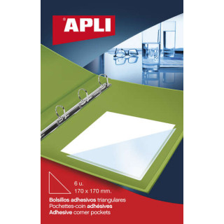 Apli Bolsillos Adhesivos Triangulares - Tamaño 170 x 170mm - Ideal para Incorporar a Carpesanos