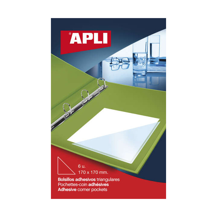 Apli Bolsillos Adhesivos Triangulares - Tamaño 170 x 170mm - Ideal para Incorporar a Carpesanos