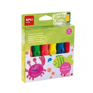 Apli Kids Pack de 6 Temperas en Tubo con Pincel 14ml - Practico y Sin Limpieza - Fomenta Creatividad y Colaboracion - Colores S