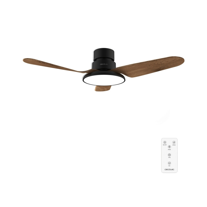 Cecotec EnergySilence Aero 5200 Light DarkWood Ventilador de Techo con 3 Aspas de Madera y Luz - 40W - Diametro de 43" - 3 Tonos