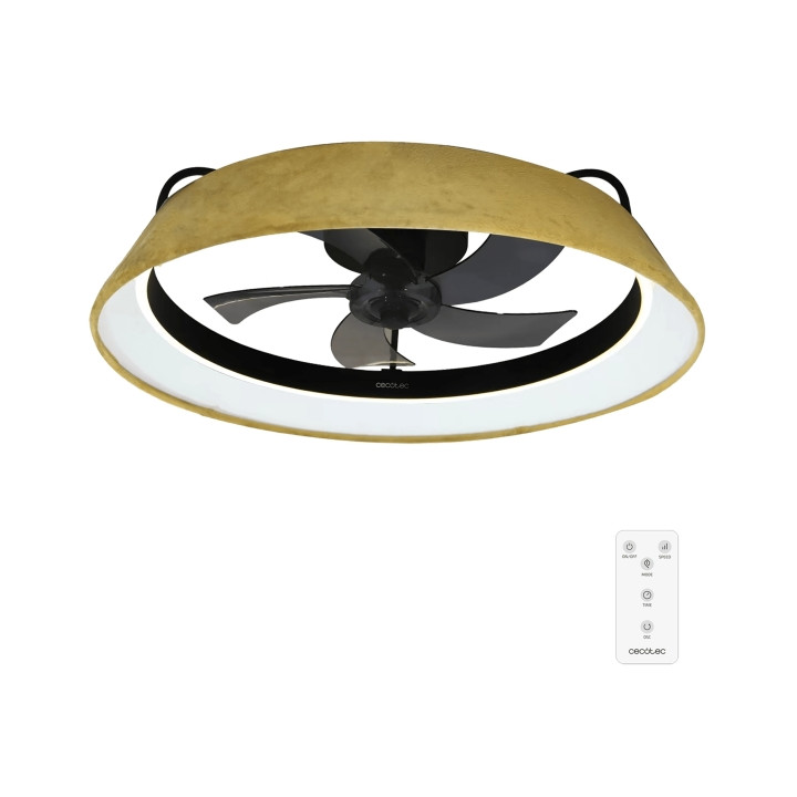 Cecotec EnergySilence LampAero 600 Green Design Ventilador de Techo con 5 Aspas y Luz - 20W - Tulipa de Terciopelo - LED con 3 T