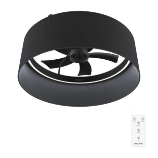 Cecotec EnergySilence LampAero 650 Black Design Ventilador de Techo con 5 Aspas y Luz - 20W - Tulipa de Tela - 3 Tonos LED - Tem