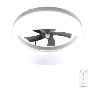 Cecotec EnergySilence LampAero 650 White Design Ventilador de Techo con Luz LED - 20W - Tulipa de Tela - 3 Tonos LED - Temporiza