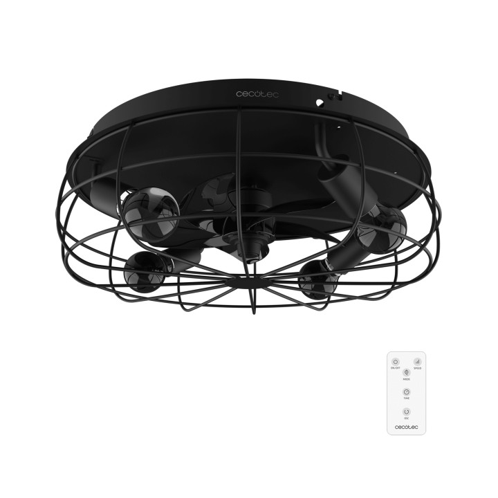 Cecotec EnergySilence LampAero 600 Iron Design Ventilador de Techo con 5 Aspas y Luz - 20W - Tulipa Metalica - Lampara con 3 Ton