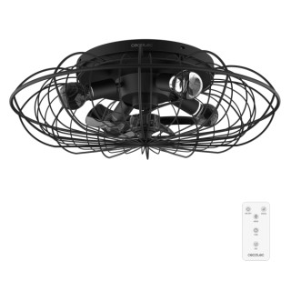 Cecotec EnergySilence LampAero 650 Iron Design Ventilador de Techo con 5 Aspas y Luz - 20W - Tulipa Metalica - Lampara con 3 Ton