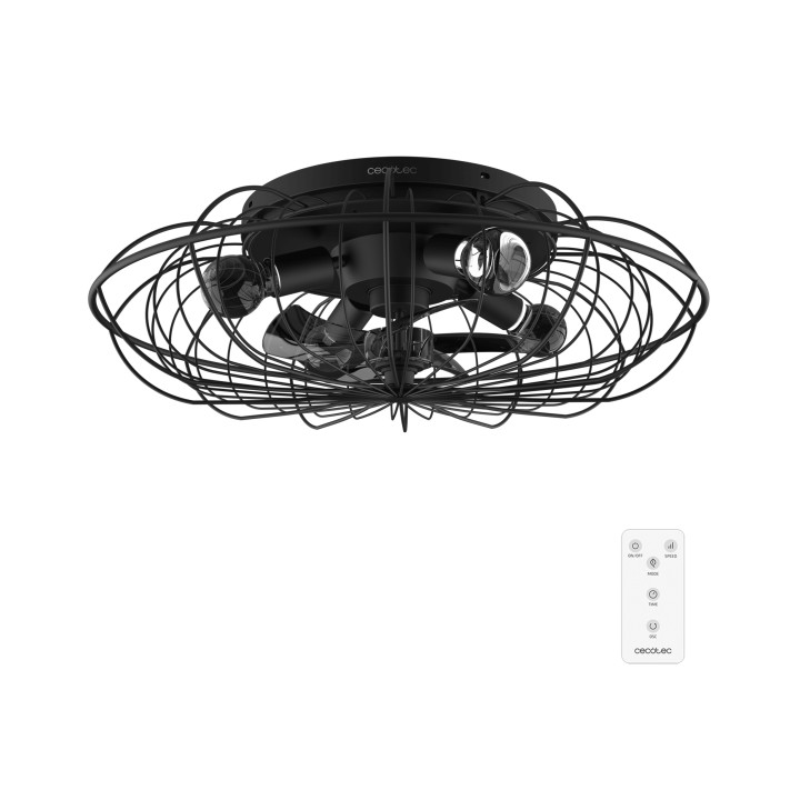 Cecotec EnergySilence LampAero 650 Iron Design Ventilador de Techo con 5 Aspas y Luz - 20W - Tulipa Metalica - Lampara con 3 Ton