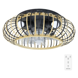 Cecotec EnergySilence LampAero 600 Natural Wood Ventilador de Techo con 5 Aspas y Luz - 20W - Tulipa de Madera - Lampara con 3 T