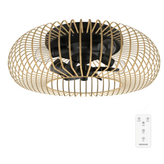 Cecotec EnergySilence LampAero 600 Natural WhiteWood Ventilador de Techo con 5 Aspas y Luz - 20W - Tulipa de Madera - Lampara co