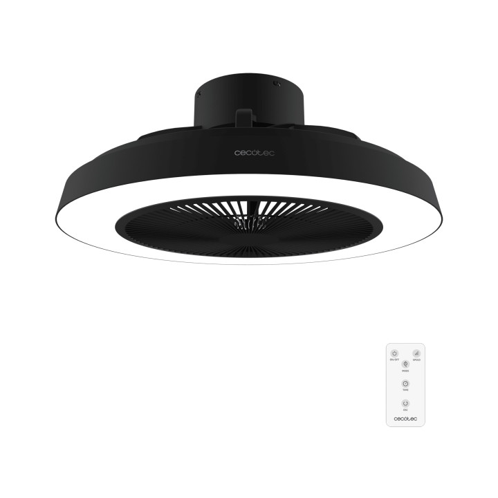 Cecotec EnergySilence LampAero 600 InsideBlack Ventilador de Techo con 5 Aspas y Luz - 20W - Aro LED con 3 Tonos - Diametro de 2