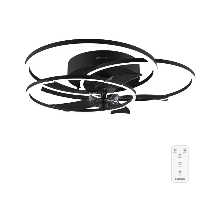Cecotec EnergySilence LampAero 670 FlowLight Ventilador de Techo con 5 Aspas y Luz - 20W - Estilo Geometrico Original - 3 Tonos