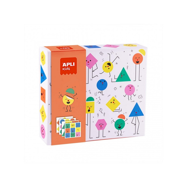 Apli Juegos de Gomets Geometricos Emociones - Didactico - Removibles - Incluye Laminas y Ejemplos - Estimula Psicomotricidad y