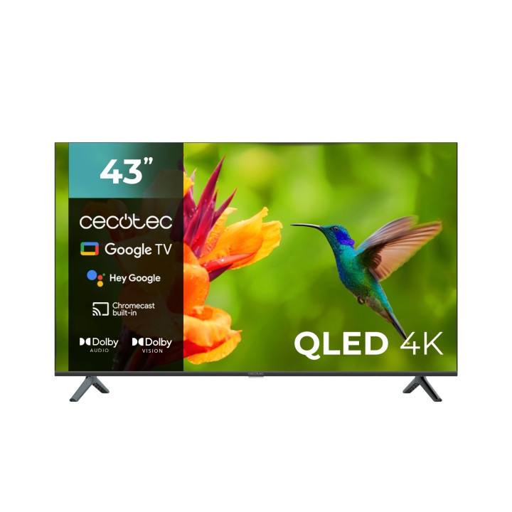 Cecotec V4 Series VQU40043S Televisor Smart TV sin Marco de 43" QLED 4K UHD - Procesador Cortex A55 - Dolby Vision and Atmos - G