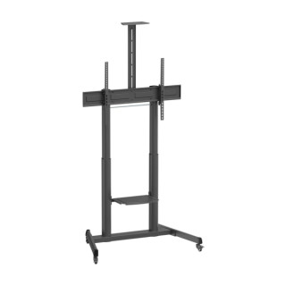 Aisens Soporte de Suelo ECO con Ruedas y Manivela - Bandeja para DVD y Soporte de Camara para Monitor/TV - Hasta 120Kg - De 60 a