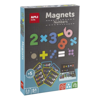 Apli Juego Magnetico de Numeros - Introduccion a las Matematicas - Incluye 51 Imanes de Numeros y Simbolos y 15 Fichas con Ejem