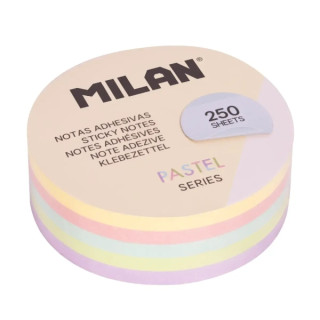 Milan Pastel Bloc de 250 Notas Adhesivas Redondas Ø 67mm - 50 Notas por Color - Colores Pastel Surtidos